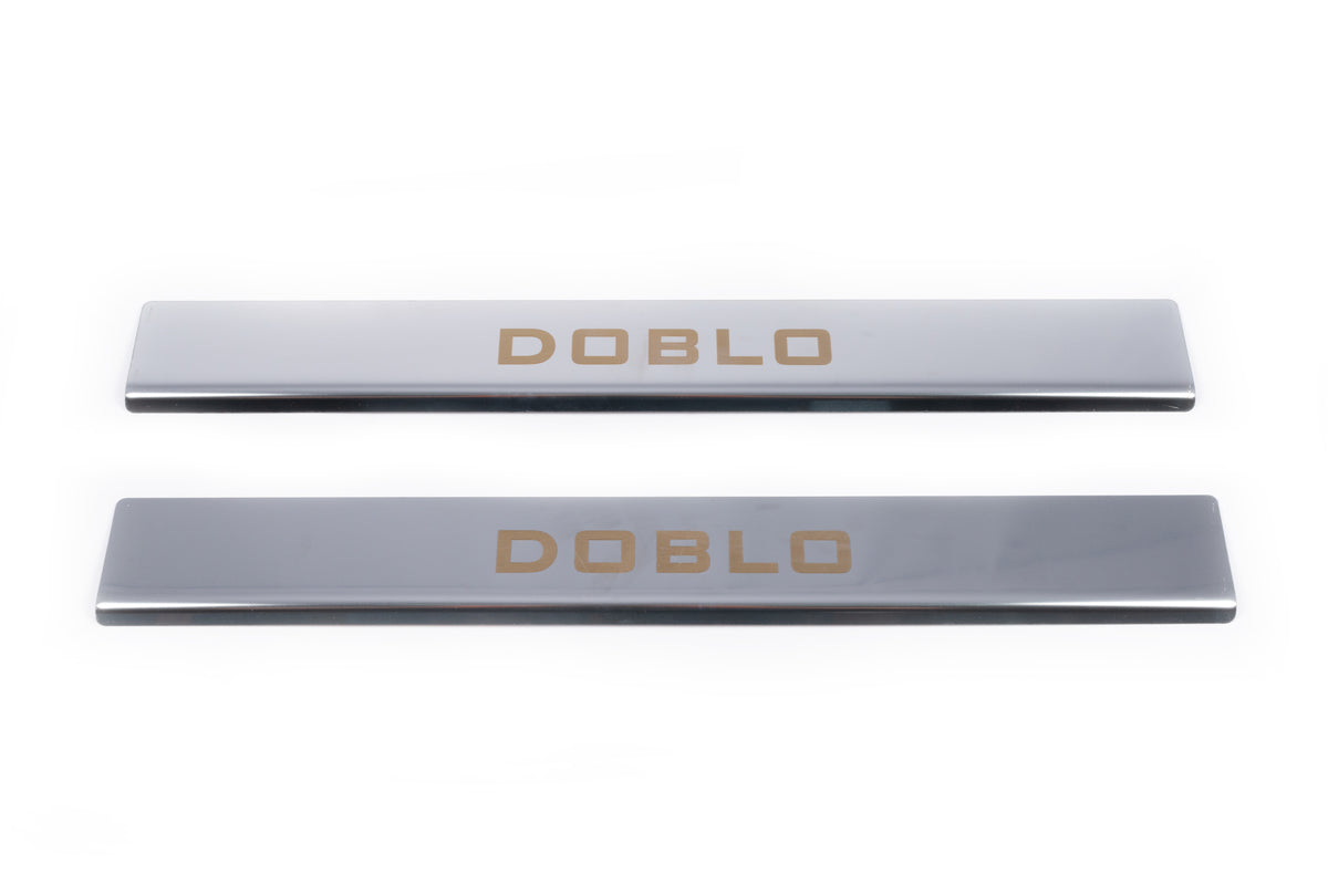 Stainless Steel Door Sill Protectors (Carmos, 2 pcs) for Fiat Doblo I 2001-2005 - image 1