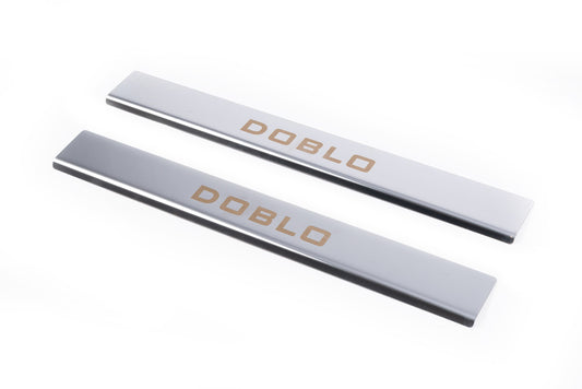 Stainless Steel Door Sill Protectors (Carmos, 2 pcs) for Fiat Doblo I 2001-2005 - image 2