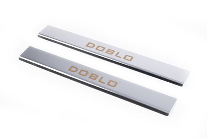 Stainless Steel Door Sill Protectors (Carmos, 2 pcs) for Fiat Doblo I 2001-2005 - image 2