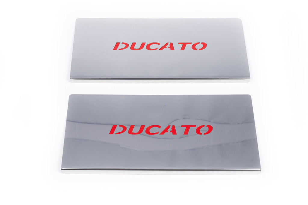 Interior door sill plates Red (2 pcs, stainless steel) for Fiat Ducato 2006-2025 - image 2