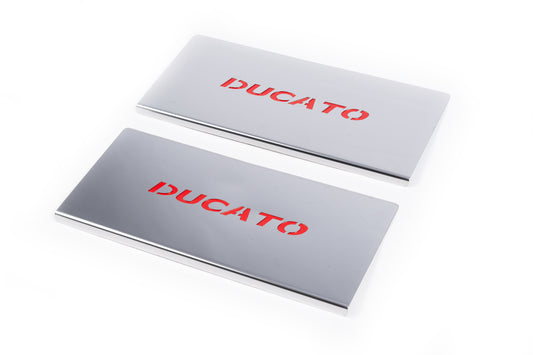 Interior door sill plates Red (2 pcs, stainless steel) for Fiat Ducato 2006-2025 - image 1