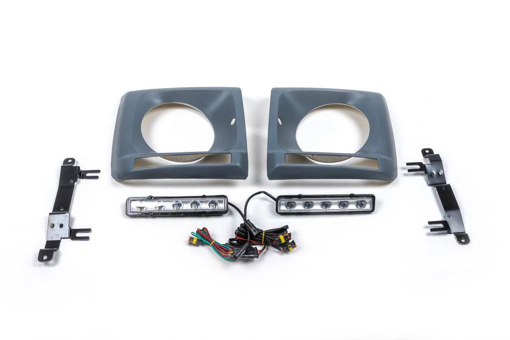Covers for headlights with LED (5 diodes, set) for Mercedes G class W463 1990-2018 - Reelken Auto