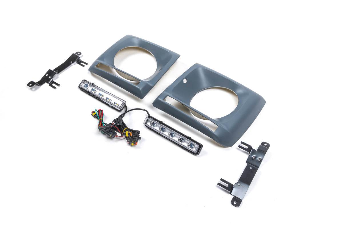 Covers for headlights with LED (5 diodes, set) for Mercedes G class W463 1990-2018 - Reelken Auto