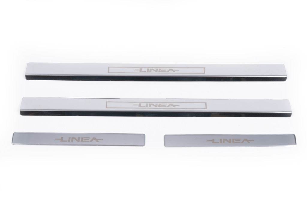 Door sill plates Carmos V1 (4 pcs., stainless steel) for Fiat Linea 2006-2018 - Reelken Auto