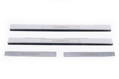 Door sill plates Carmos V1 (4 pcs., stainless steel) for Fiat Linea 2006-2018 - Reelken Auto