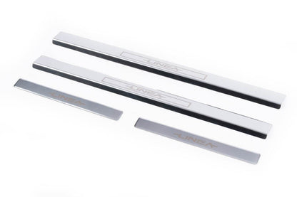 Door sill plates Carmos V1 (4 pcs., stainless steel) for Fiat Linea 2006-2018 - Reelken Auto
