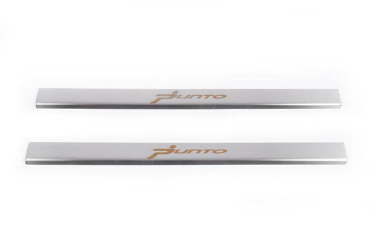 Door sills Carmos V1 (2 pieces, stainless.) for Fiat Punto Grande/EVO 2006-2018 - Reelken Auto