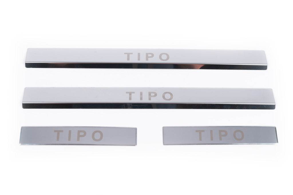 Door sill plates Carmos V1 Tipo (4 pcs., stainless steel) for Fiat Tipo 2016↗ year - Reelken Auto