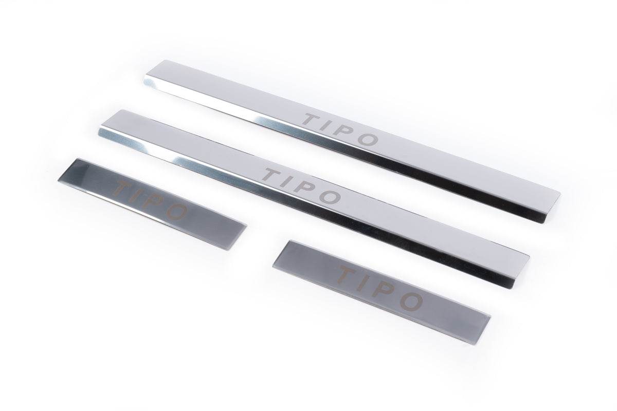 Door sill plates Carmos V1 Tipo (4 pcs., stainless steel) for Fiat Tipo 2016↗ year - Reelken Auto