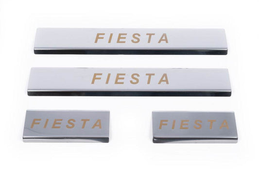 Door sills Carmos V1 (4 pcs, stainless steel) for Ford Fiesta 2002-2008 - Reelken Auto