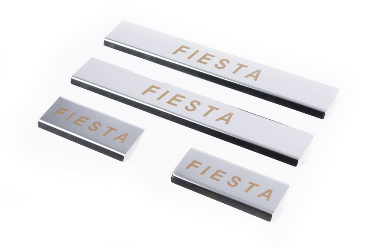 Stainless Steel Door Sill Protectors Carmos V1 (4 pcs) for Ford Fiesta 2002-2008 - image 1