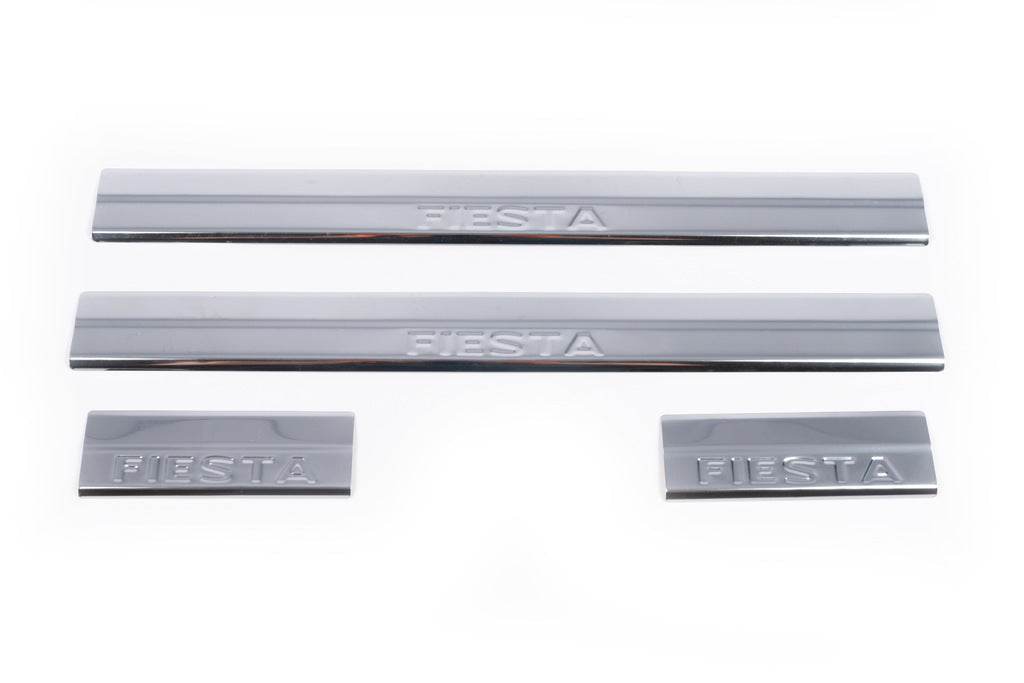 Door sills (Carmos V2, 4 pieces, stainless.) for Ford Fiesta 2008-2017 - Reelken Auto