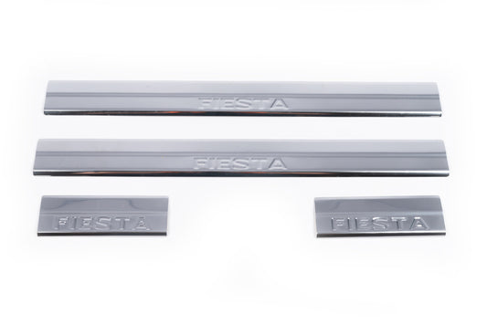 Stainless Steel Door Sill Protectors (Carmos V2, 4 pcs) for Ford Fiesta 2008-2017 - image 2