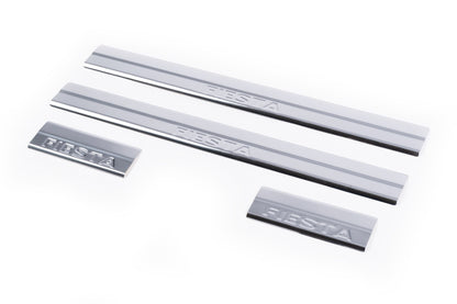 Stainless Steel Door Sill Protectors (Carmos V2, 4 pcs) for Ford Fiesta 2008-2017 - image 1