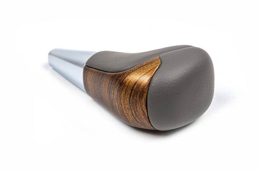 Gear knob (Gray leather + light wood) for Toyota Land Cruiser Prado 150 - Reelken Auto