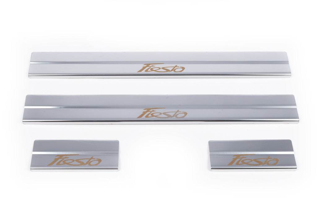 Door sills (Carmos V1, 4 pieces, stainless.) for Ford Fiesta 2008-2017 - Reelken Auto