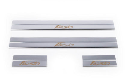 Door sills (Carmos V1, 4 pieces, stainless.) for Ford Fiesta 2008-2017 - Reelken Auto