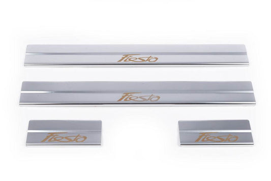 Door sills (Carmos V1, 4 pieces, stainless.) for Ford Fiesta 2008-2017 - Reelken Auto