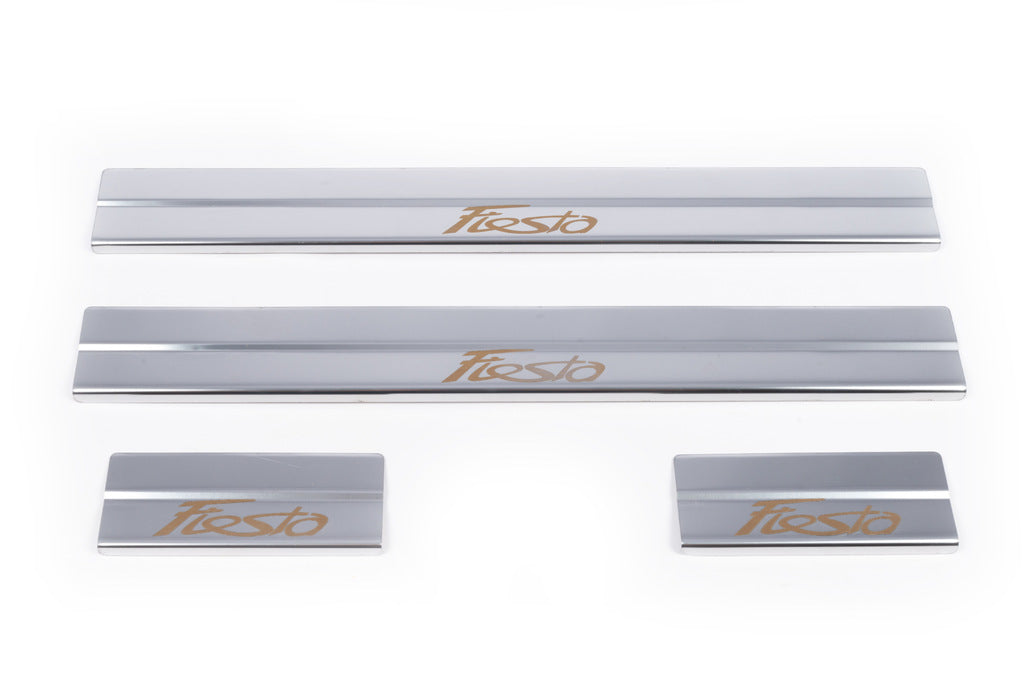 Door Sill Protectors Carmos V1 Stainless Steel Set of 4 for Ford Fiesta 2008-2017 - image 2