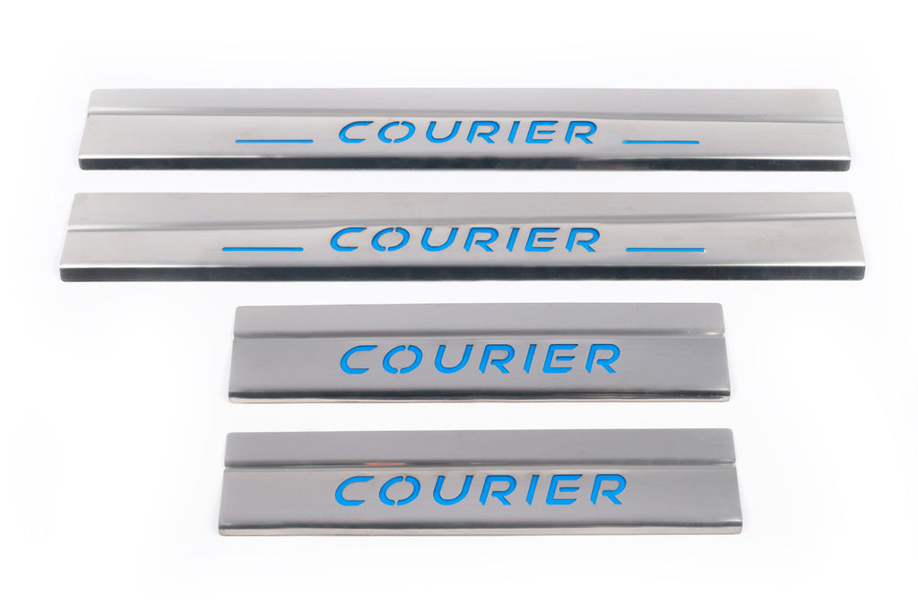 Carmos V2 Stainless Steel Door Sill Protectors (4 pcs) for Ford Courier 2014-2023 - image 2