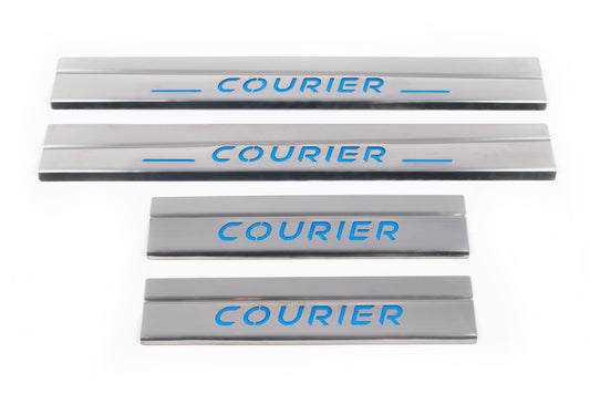 Carmos V2 Stainless Steel Door Sill Protectors (4 pcs) for Ford Courier 2014-2023 - image 2