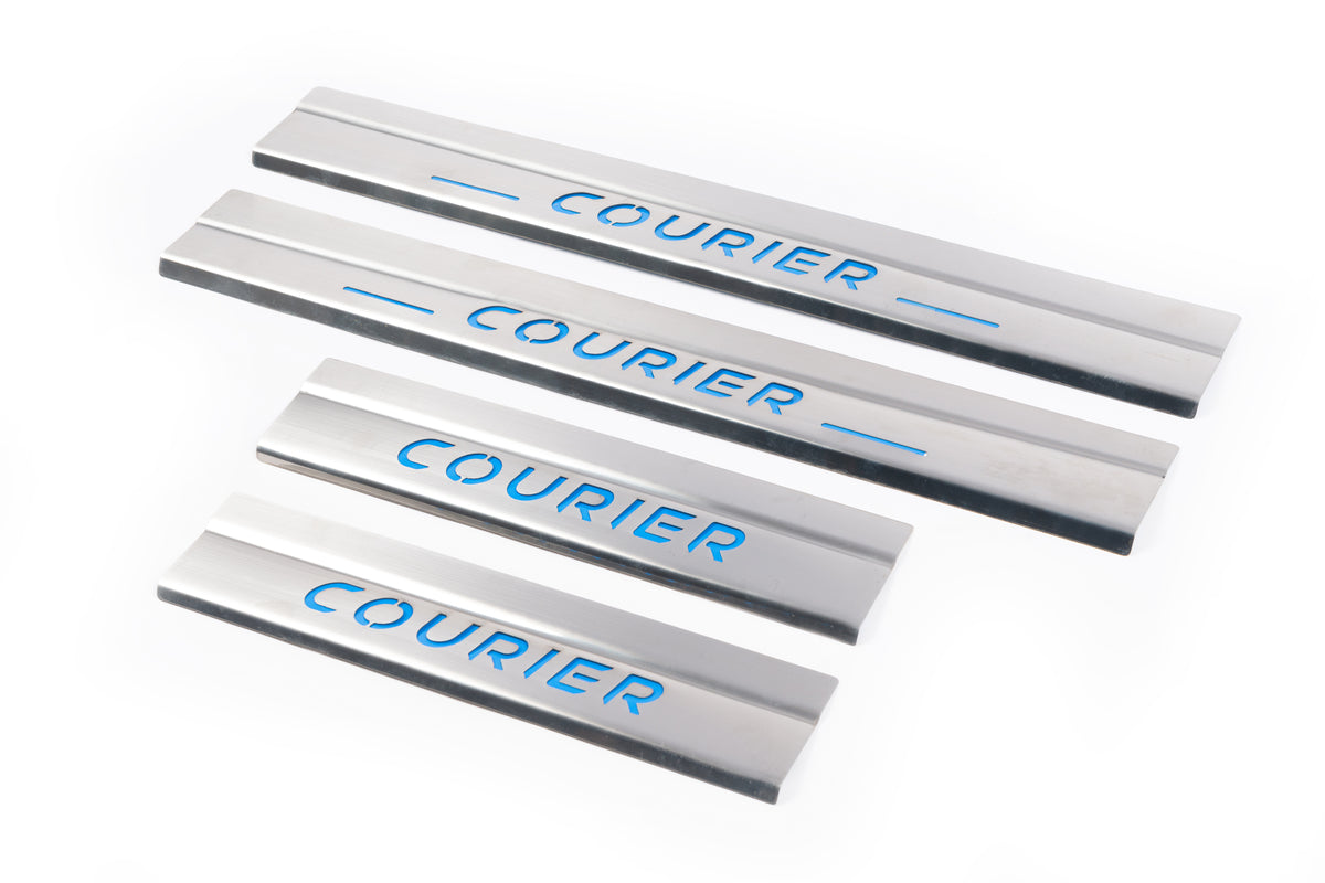 Carmos V2 Stainless Steel Door Sill Protectors (4 pcs) for Ford Courier 2014-2023 - image 1