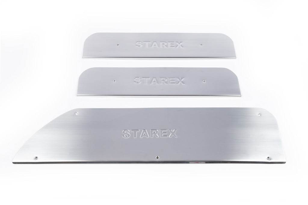 Door sills Carmos (3 pcs, stainless steel) for Hyundai H200, H1, Starex 1998-2007 - Reelken Auto