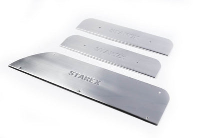 Door sills Carmos (3 pcs, stainless steel) for Hyundai H200, H1, Starex 1998-2007 - Reelken Auto