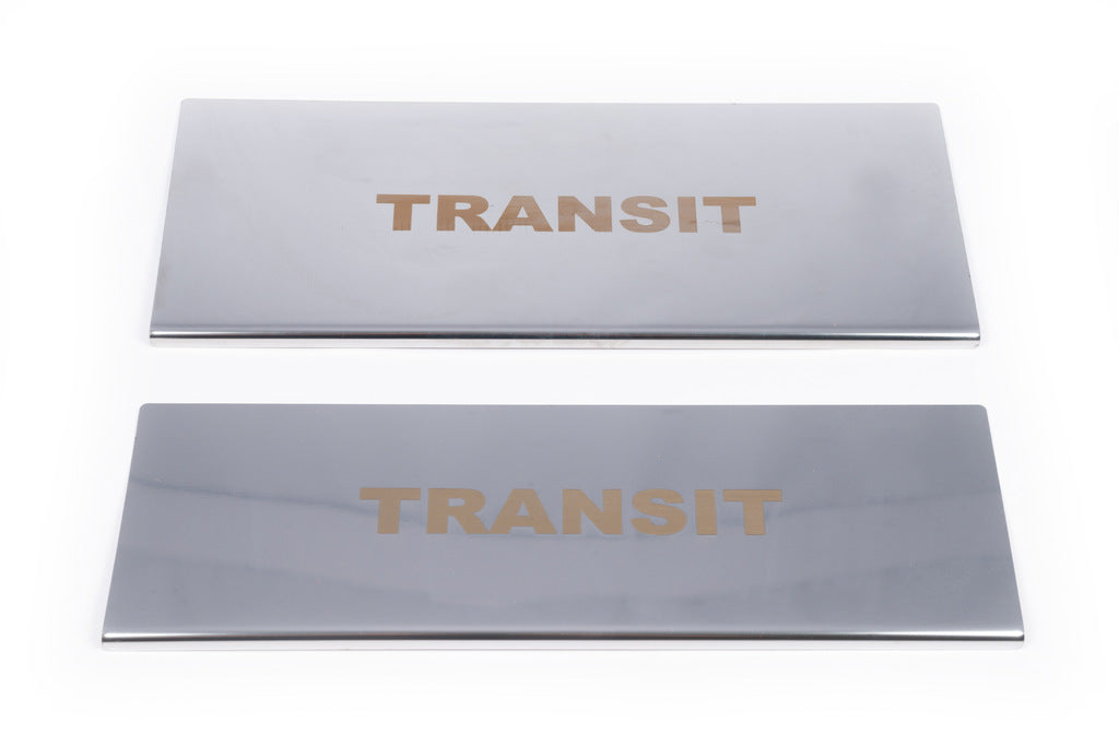 Interior door sill protectors Carmos V1 (2 pcs, stainless steel) for Ford Transit 2000-2014 - image 2