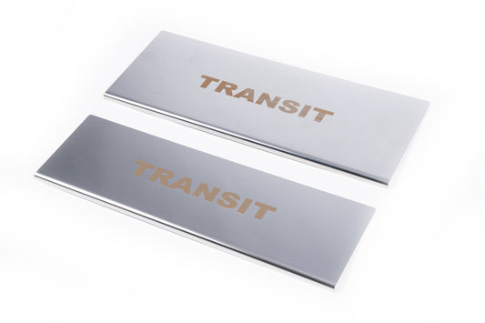 Interior door sill protectors Carmos V1 (2 pcs, stainless steel) for Ford Transit 2000-2014 - image 1