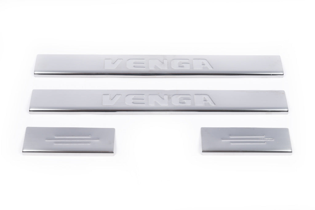 Carmos Door Sill Protectors (4 pcs, Stainless Steel) for Kia Venga 2010-2019 - image 2
