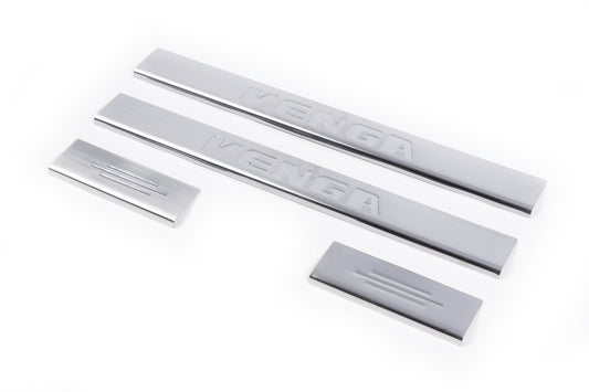 Carmos Door Sill Protectors (4 pcs, Stainless Steel) for Kia Venga 2010-2019 - image 1