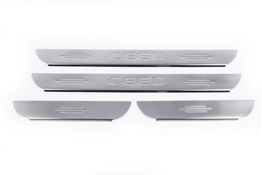 Carmos Door Sill Protectors (4 pcs, Stainless Steel) for Kia Ceed 2007-2012 - image 2