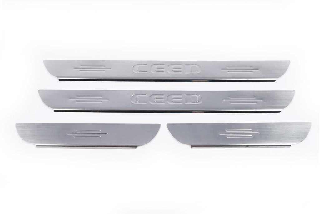 Carmos Door Sill Protectors (4 pcs, Stainless Steel) for Kia Ceed 2007-2012 - image 2