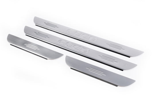 Carmos Door Sill Protectors (4 pcs, Stainless Steel) for Kia Ceed 2007-2012 - image 1
