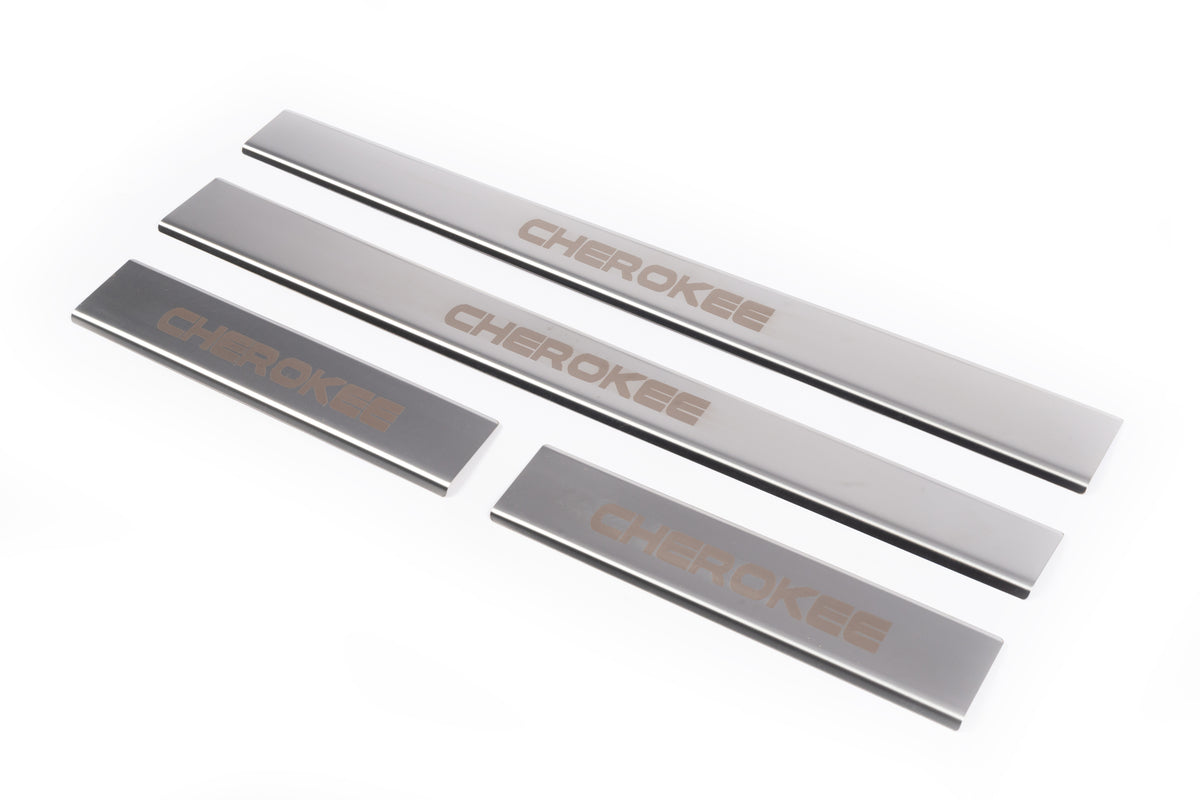 Carmos Door Sill Protectors (4 pcs, Stainless Steel) for Jeep Grand Cherokee WK 2004-2010 - image 1