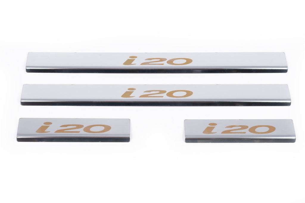 Door sills Carmos V1 (4 pcs, stainless steel) for Hyundai I-20 2008-2012 - Reelken Auto
