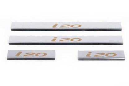 Door sills Carmos V1 (4 pcs, stainless steel) for Hyundai I-20 2008-2012 - Reelken Auto