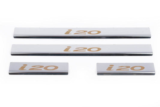 Door sills Carmos V1 (4 pcs, stainless steel) for Hyundai I-20 2008-2012 - Reelken Auto