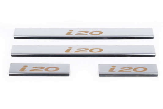 Door Sill Protectors Carmos V1 (4 pcs, Stainless Steel) for Hyundai I-20 2008-2012 - image 2