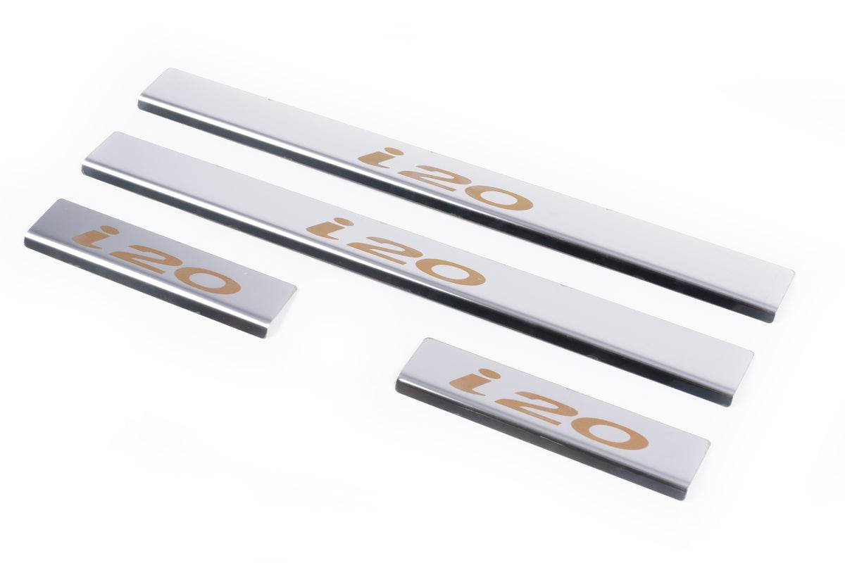 Door sills Carmos V1 (4 pcs, stainless steel) for Hyundai I-20 2008-2012 - Reelken Auto