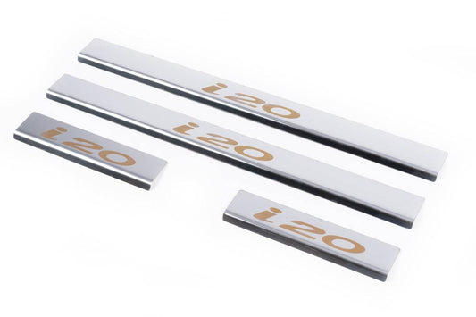 Door sills Carmos V1 (4 pcs, stainless steel) for Hyundai I-20 2008-2012 - Reelken Auto