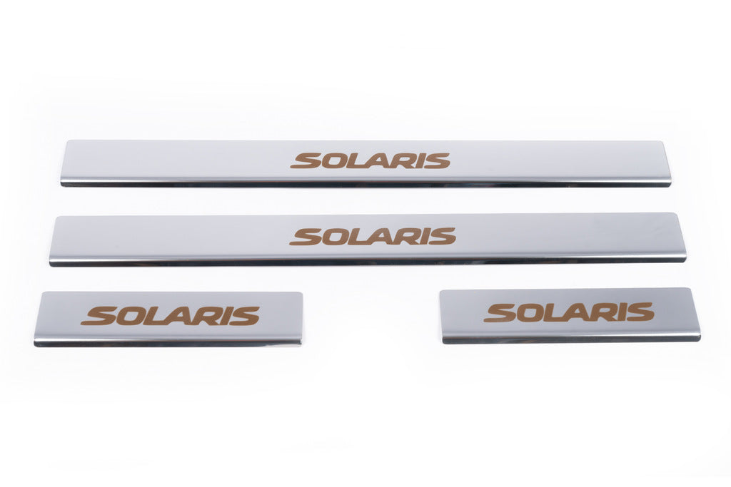 Door Sill Protectors Carmos Solaris V1 (4 pcs, Stainless Steel) for Hyundai Accent 2011-2017 - image 2