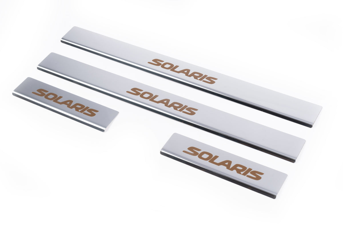 Door Sill Protectors Carmos Solaris V1 (4 pcs, Stainless Steel) for Hyundai Accent 2011-2017 - image 1