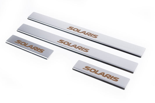 Door Sill Protectors Carmos Solaris V1 (4 pcs, Stainless Steel) for Hyundai Accent 2011-2017 - image 1