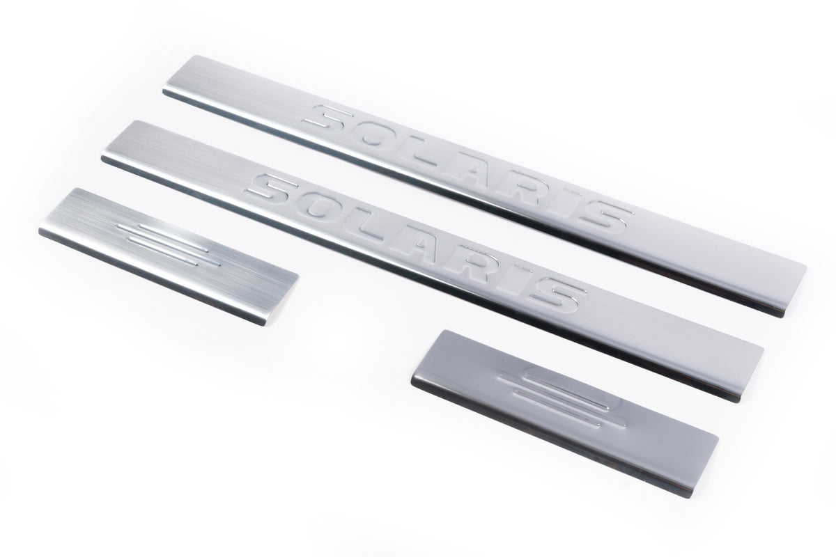 Door Sill Protectors Carmos Solaris V4 (4 pcs, Stainless Steel) for Hyundai Accent 2011-2017 - image 1