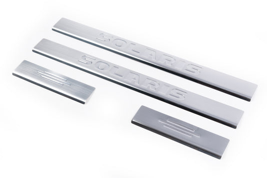 Door Sill Protectors Carmos Solaris V4 (4 pcs, Stainless Steel) for Hyundai Accent 2011-2017 - image 1
