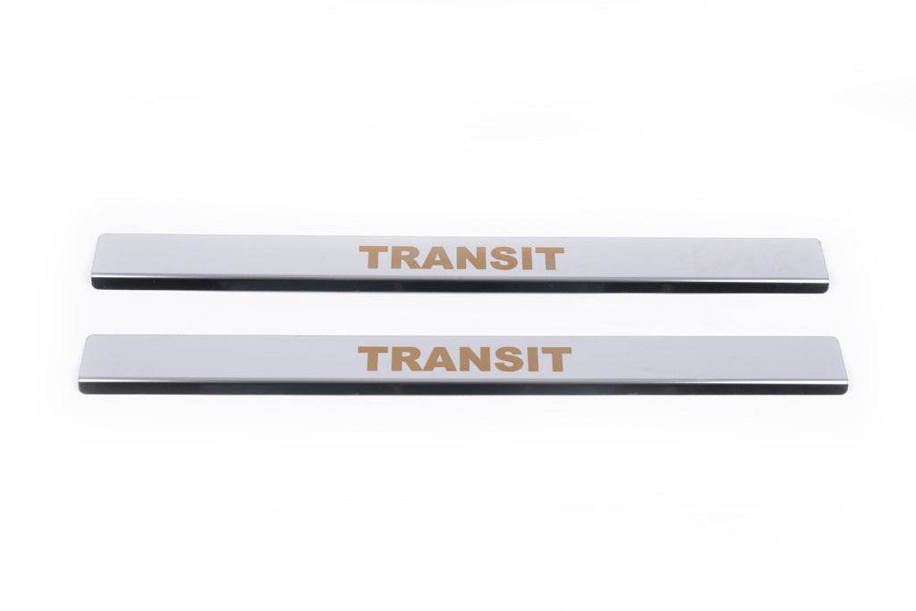 Door sills Carmos V1 (2 pcs, stainless steel) for Ford Transit 2000-2014 - Reelken Auto