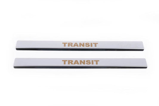 Door sills Carmos V1 (2 pcs, stainless steel) for Ford Transit 2000-2014 - Reelken Auto