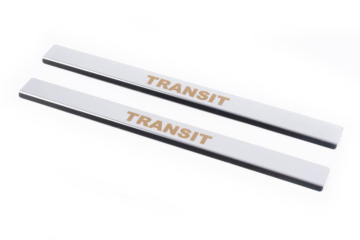 Door sills Carmos V1 (2 pcs, stainless steel) for Ford Transit 2000-2014 - Reelken Auto